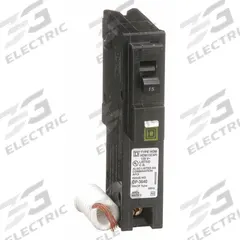SQUARE D Miniature Circuit Breaker: 15 A, 120V AC, Single Phase, 10kA at 120V AC, 1 Poles (MPN HOM115CAFI). Key specifications — Phase: Single; Amps: 15 A; AC Voltage Rating: 120V AC; Max. AIR Rating: 10kA at 120V AC; For Use With: Homeline Load Center; Brand: SQUARE D.