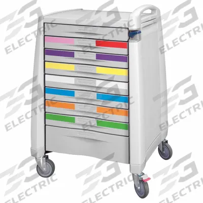 CAPSA HEALTHCARE Emergency Cart: Polymer, (1) Swivel with Brake/(3) Swivel, Cream, Cream - General Medical Supply Carts with Drawers