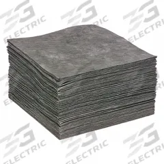 SPILLTECH Sorbent Pad: 18 in x 15 in Pad Size (L x W), Polypropylene, Perforated, Gray, Bag, 100 PK (MPN GPL-M). Key specifications — Brand: SPILLTECH; Perforated: Perforated; Material: Polypropylene.
