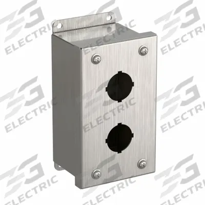 HAMMOND Push Button Enclosure: 30mm, 2 Holes, 304 Stainless Steel - Enclosures for 30mm Operators