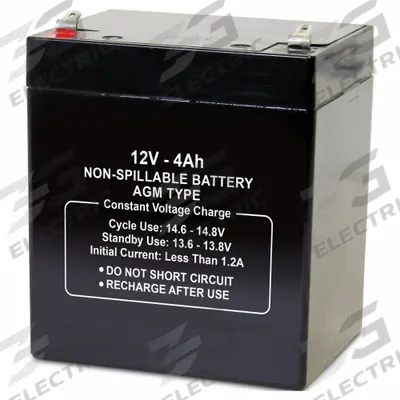 APPROVED VENDOR Sealed Lead Acid Battery: 12V DC, 4 Ah Capacity, 4 in Ht, 3.54 in Wd - AGM Sealed Lead Acid Batteries