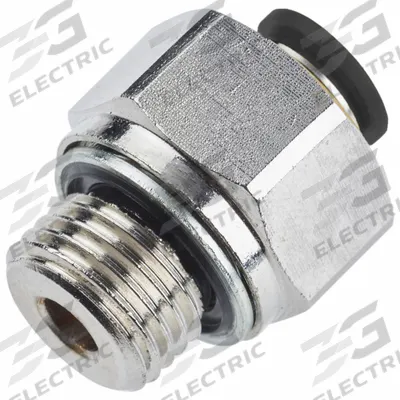 PARKER Push-Fit Fitting: 3/8 in OD x 1/4 in Pipe Size, Push-to-Connect x MBSPP - Nickel-Plated Brass Tube Fittings