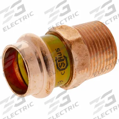 NIBCO Crimp Adapter Fitting: Straight, 1 1/4 in CTS x 1 1/4 in CTS x 1 1/4 in Pipe size - Gas Copper & Bronze Press Tube Fittings