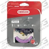 OREGON Chain With Sharpening Stone: 16 in Compatible Bar Lg, 3/8 in, 0.5 in Gauge, 55 Links (MPN PS55). Key specifications — Brand: OREGON; Compatible Chain Saw Manufacturer: Oregon; Pitch: 3/8 in.