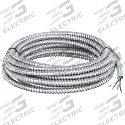 SOUTHWIRE Metal Clad Armored Cable: 14 AWG, 3 Conductors, Copper, 25 ft, Aluminum - Standard Metal-Clad Cables