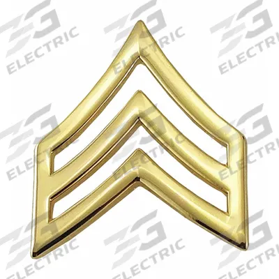 HEROS PRIDE Metal Rank Insignia: SGT. Chevron, 3/4 in, Gold, Metal, Clutch Pin, Rank Insignia - Metallic Insignia