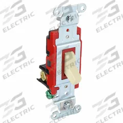 BRYANT Wall Switch: Toggle Switch, 3-Way, Maintained, Ivory, 120/277V AC, 20 A (MPN 4903BI). Key specifications — Illuminated: No; Voltage Rating: 120/277V AC.