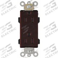 LEVITON Receptacle: Decorator Duplex, 5-15, Brown, 125V AC, 15 A, 2 Pole / 3 Wire (MPN 16252)
