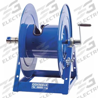 COXREELS Hand Crank Hose Reel: 125 ft (1 in I.D.), 24 in L x 30 1/8 in W x 26 1/8 in H - Standard Multipurpose Hand-Crank Hose Reels with Gooseneck