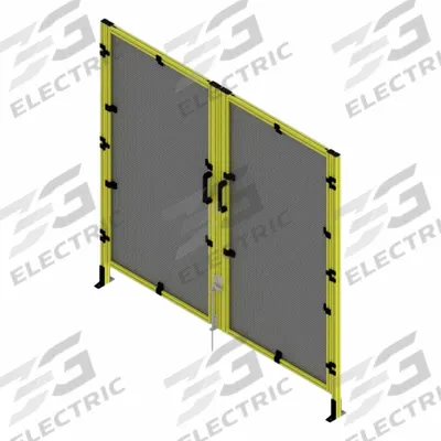 FAZTEK T-Slot Framing System Door: Stand-Alone, Yellow, Double Swing - Wire Mesh Standalone Door Kits