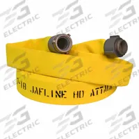 JAFLINE HD Fire Hose: Double Jacket, 5 in Hose Inside Dia, 25 ft Hose Lg, Yellow (MPN HD500Y025-SZ500). Key specifications — Fitting Type: Storz; Coupling Lug Style: Storz; Fitting Material: Aluminum.