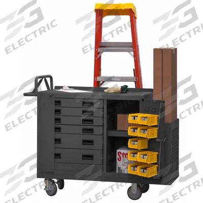 DURHAM MFG Mobile Cabinet Workbench: 52 3/4 in x 19 in, Steel, 1,200 lb Overall Load Capacity - Mobile Cabinet Benches with Louvered Panels, Drawers & Shelves