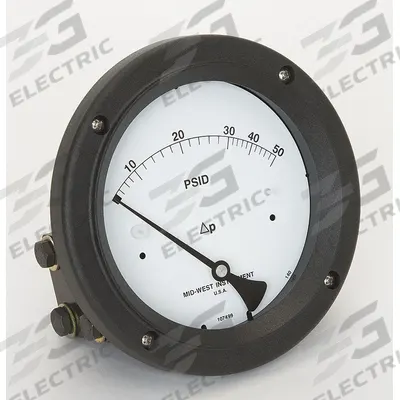 MIDWEST INSTRUMENT Differential Pressure Gauge: Back, 1/4 in NPT Female, ±3-2-3% Gauge Accuracy - Medium & High Operating Pressure Differential Gauges