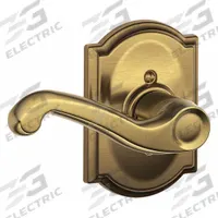 SCHLAGE Door Lockset: Dummy Lever Locksets, Brass, ADA Compliant (MPN F170 FLA 609 CAM LH). Key specifications — Ligature Resistance: Not Ligature-Resistant; Brand: SCHLAGE; Visual Indicator Message: No Message; Lockset Style: Camelot; ADA Compliant: Yes; Finish: Satin Brass, Blackened, Satin Relieved, Clear Coated : Brass.