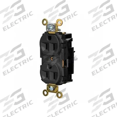 HUBBELL Receptacle: Duplex, 5-15, Black, 125V AC, 15 A, 2 Pole / 3 Wire (MPN HBL5262STBK) - General Purpose Receptacles