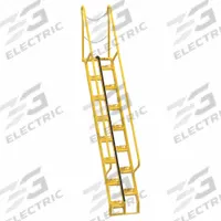 VESTIL Alternating Tread Stairs: 12.5 ft Overall Ht, Steel, 350 lb Load Capacity, Perforated (MPN ATS-9-56). Key specifications — Color: Yellow; Brand: VESTIL.
