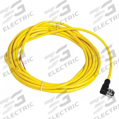 TELEMECANIQUE SENSORS Cordset: 1/2"-20 Female Right Angle x Bare Wire, 3 Pins, Yellow, PVC, 5 m Cable Lg - Single-Ended Cordsets