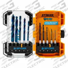 SPYDER Twist Drill Bit Set: 10 Pc, 1/16" to 3/8", 137° Split Point, Black Oxide HSS (MPN 19017). Key specifications — attr1239143: Impact Rated.