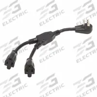 EATON TRIPP LITE Power Cord: 1 ft Lg, 3/14, 5-15P Plug, (2) 5-15R Receptacle, SJT, PVC, 15 A Current (MPN P024-001-15D-2). Key specifications — Brand: EATON TRIPP LITE; Jacket Material: PVC.