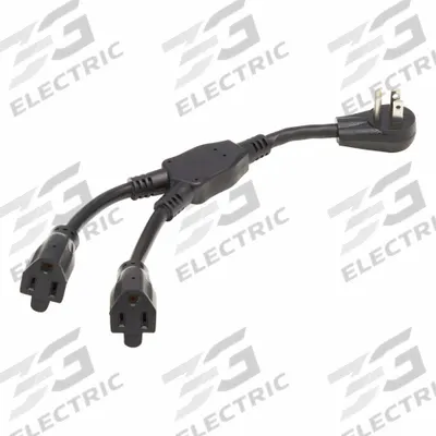 EATON TRIPP LITE Power Cord: 1 ft Lg, 3/14, 5-15P Plug, (2) 5-15R Receptacle, SJT, PVC - General Purpose Power Cords with Splitters