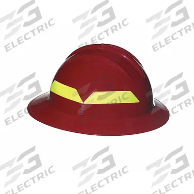 BULLARD Fire Helmet: Red, Full Brim, Chin Strap