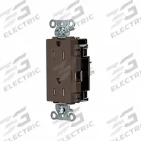 HUBBELL Receptacle: Decorator Duplex, 5-15, Brown, 125V AC, 15 A, 2 Pole / 3 Wire (MPN HBL2152STTR)