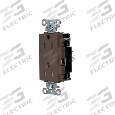 HUBBELL Receptacle: Decorator Duplex, 5-15, Brown, 125V AC, 15 A - General Purpose Receptacles