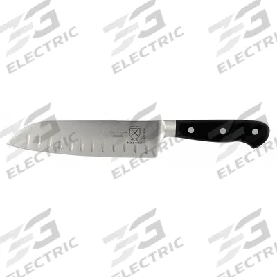 MERCER CUTLERY Santoku Knife: Granton Edge/Taper Ground Edge, 7 in Overall Lg, Steel Blade - Santoku Knives