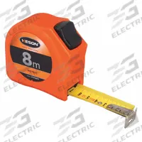 KESON Long Tape Measure: Nonmagnetic Single Hook Tip, 8 m, Plastic, High-Visibility Orange (MPN PGT8MV). Key specifications — attr935324: KESON; attr942259: High-Visibility Orange; attr935326: Finger Brake; attr935328: 1 mm; attr935329: Millimeters; attr935337: Metric; attr936607: Manual Lock; attr985315: Greater than 5 m.