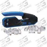 IDEAL Crimper and Connector Kit: For BNC/F Connectors/RCA, RG59/RG6/6Q, 5 3/8 in Overall Lg (MPN 33-396). Key specifications — attr470438: Plier Style Crimper; attr470441: RG59; attr542328: (10) RJ11, (10)RJ45; attr470442: RCA; attr424247: IDEAL.