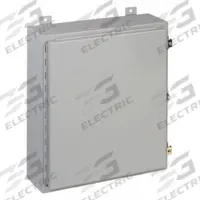 WIEGMANN Enclosure: Steel, 24 in x 20 in x 6 in, NEMA 12/13, Solid Cover, Hinged (MPN N12242006). Key specifications — Brand: WIEGMANN; Closure Method: Clamps; Knockouts: Not Included.
