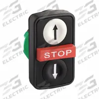 SCHNEIDER ELECTRIC Multihead Operator: Non-Illuminated, 3 Button, Flush Profile, 22 mm Mounting Size (MPN ZB5AA71124). Key specifications — attr211308: SCHNEIDER; attr1026606: Momentary/Momentary/Momentary; attr1026618: Stop; attr1026638: XB5; attr1063632: Non-Metallic.