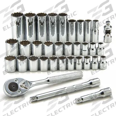 PROTO Socket Wrench Set: 3/8 in Drive, 34 Piece, 12-Point - SAE & Metric Socket Sets with Drive Tools
