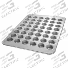 CHICAGO METALLIC Mini Muffin Pan: Aluminized Steel, 48 Slots, 17 7/8 in Overall Wd, 26 ga Gauge (MPN 45255). Key specifications — Pan Style: Muffin Pan; Brand: CHICAGO METALLIC; Color: Silver; Material: Aluminized Steel; NSF Certified: No; Number of Slots: 48.