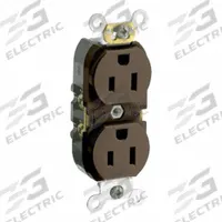 LEVITON Plugs and Receptacles: Duplex, 5-15, Brown, 125V AC, 15 A, 2 Pole / 3 Wire (MPN CR015)