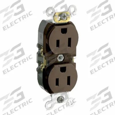 LEVITON Plugs and Receptacles: Duplex, 5-15, Brown, 125V AC, 15 A, 2 Pole / 3 Wire (MPN CR015) - General Purpose Receptacles