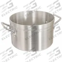 CRESTWARE Sauce Pot: 42 qt Capacity, Aluminum, Riveted, Silver, Aluminum Handle, NSF Certified (MPN SAU42). Key specifications — NSF Certified: Yes; Body Material: Aluminum; Brand: CRESTWARE; Body Style: Straight; Handle Material: Aluminum; Handle Type: Riveted; Material: Aluminum.