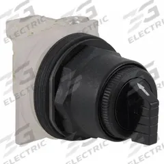 SCHNEIDER Selector Switch: 30 mm Panel Mounting Size, 3 Positions, Short Lever, SPDT, Non-Metallic (MPN 9001SKS42BH1). Key specifications — AC Contact Rating: 6 A @ 120 V; Action: Maintained/Maintained/Maintained; Cam: B; DC Contact Rating: 0.55 A @125 V; Hazardous Location Specification: Not Rated; Operator Head Material: Polycarbonate; Operator Head Type: Short-Handled Knob; Operator Illumination: Non-Illuminated.