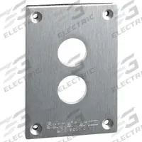 SCHNEIDER ELECTRIC Drilled Front Plate: Control Stations (MPN XAPE302). Key specifications — attr206748: XAPE302; attr1023121: Control Stations; attr1023126: (2) 22mm Openings; attr1023128: Front Cover; attr211297: SCHNEIDER; attr1024199: XAP.