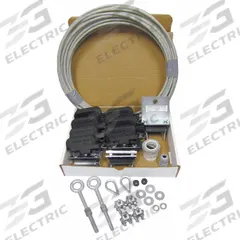 GLEASON Festoon System Kit: Wire Rope, 44 ft – 74 ft, 89 ft Min Cable/Hose Required, Round (MPN FR05-10). Key specifications — Brand: GLEASON; Compatible Cable Type: Round; Included Components: Clamps; Track Type: Wire Rope.