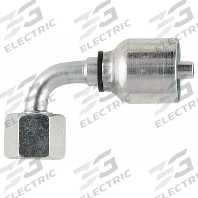 PARKER Hydraulic Crimp Fitting: Steel x Steel, 90° Elbow, -6 For Hose Dash Size - Parker Crimp Hydraulic Hose Fittings with Metric Connection