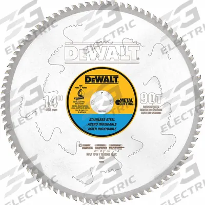 DEWALT Circular Saw Blade: 14 in Blade Dia., 90 Teeth, 0.07 in Cut Wd, 1 in Arbor Size - Stainless Steel-Cutting Blades