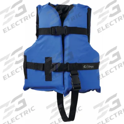 ONYX Life Jacket: Blue, Level 70, Type III, 15 1/2 lb Buoyancy, Not Reflective - Foam Personal Flotation Devices