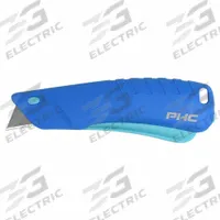 PACIFIC HANDY CUTTER, INC Safety Knife: 5 1/2 in Overall Lg, Textured, 3/4 in Overall Wd, Plastic (MPN E12304-4). Key specifications — attr307884: Slide Release Button; attr307885: Carbon Steel Standard Tip; attr307882: Blue; attr307878: Textured; attr307881: Plastic; attr324892: PACIFIC HANDY CUTTER, INC.