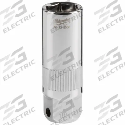 MILWAUKEE Spark Plug Socket: 3/8 in Drive Size, 18 mm Socket Size, 6-Point, Deep - Metric Spark Plug Sockets
