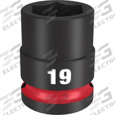 MILWAUKEE Standard Impact Socket: 1/2 in Drive Size, Metric, 19 mm Socket Size, 6-Point - 1/2" Drive Impact Sockets