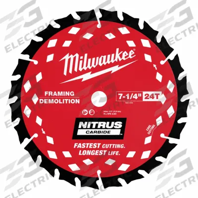 MILWAUKEE Circular Saw Blade: 7 1/4 in Blade Dia., 24 Teeth, 0.08 in Cut Wd - Wood-Cutting Blades
