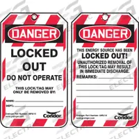 CONDOR Lockout Tag: Danger, Locked Out Device, Plastic, Remarks, Write-On Surface, English, Danger (MPN 48RU16)