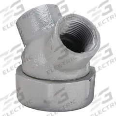 HUBBELL KILLARK Capped Elbow - Haz Loc: Iron, Powder Coated, 1 1/4 in Trade Size, NPT (MPN Y-4M). Key specifications — Material: Iron; Finish: Powder Coated; Ends - Hazardous Fittings: 1-1/4 in FNPT x 1-1/4 in FNPT; Brand: HUBBELL KILLARK.