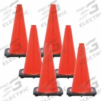 Traffic Cone: MUTCD/NCHRP-350, 18 in Cone Ht, Orange, Non-Reflective, PVC, Blank, 3 lb Base Wt (MPN 87513-6). Key specifications — Base Color: Black; Brand: MR. CHAIN; Cone Material: PVC; Legend: Blank.